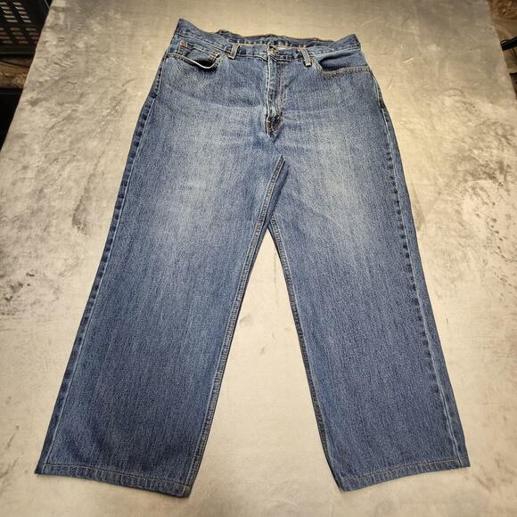 Levis 550 Jeans Mens 37x25 Blue Relaxed Fit Tapered Leg 100% Cotton Zip Fly - Picture 1 of 10